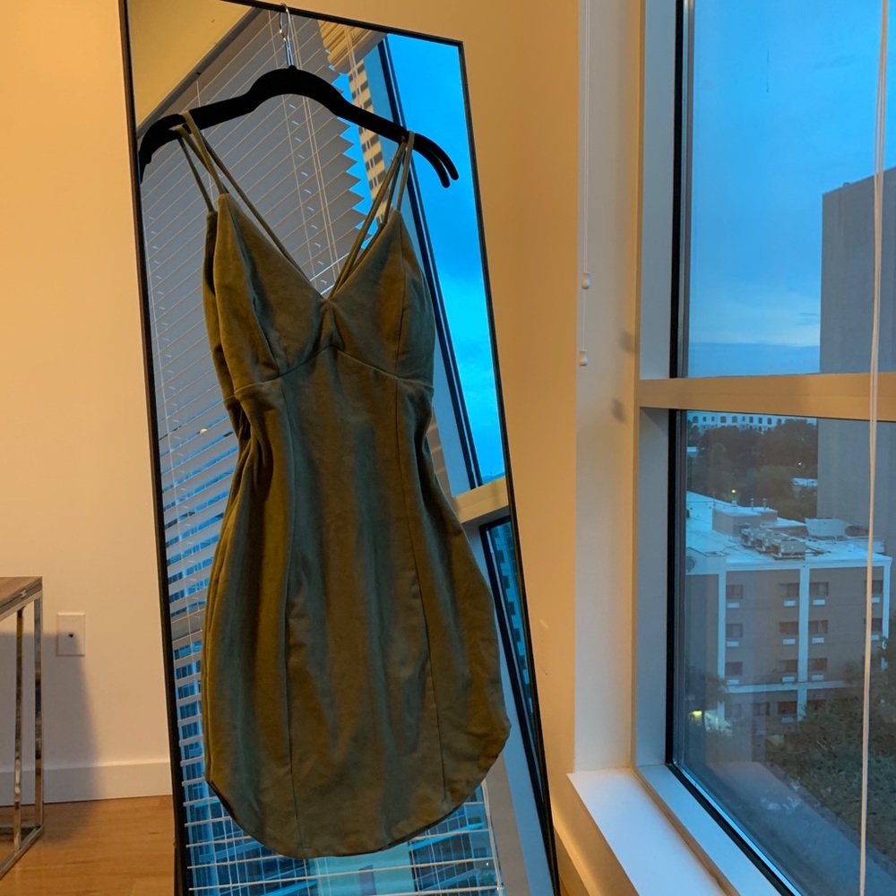 Army green body con dress!